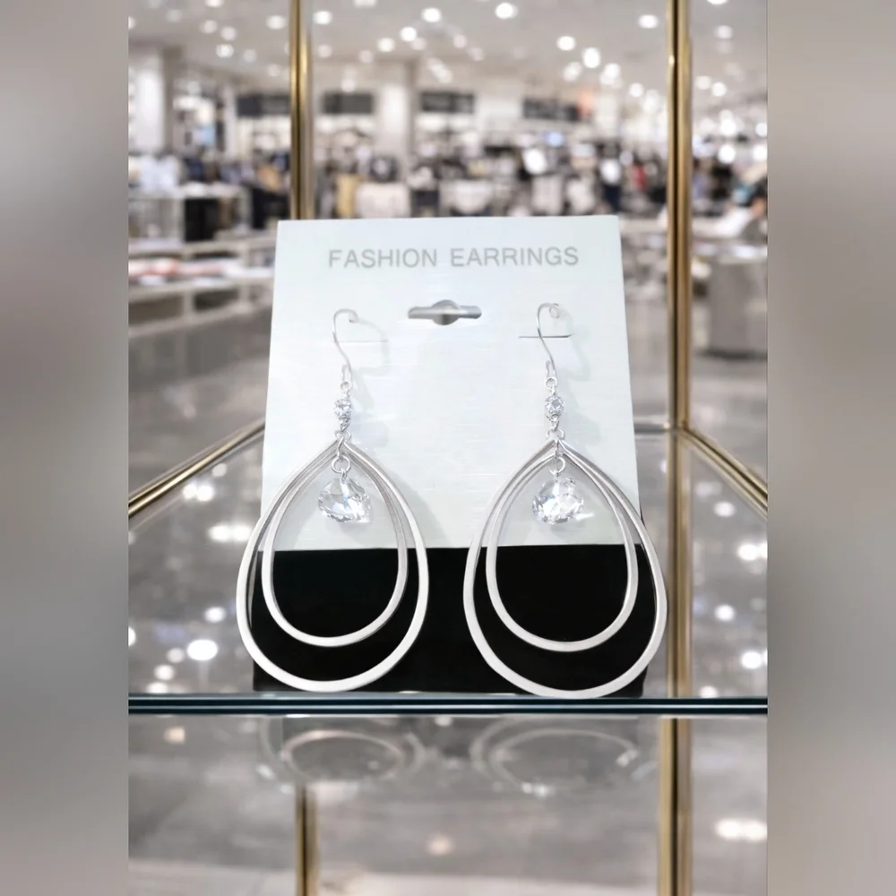 Women's silver tear drop earrings